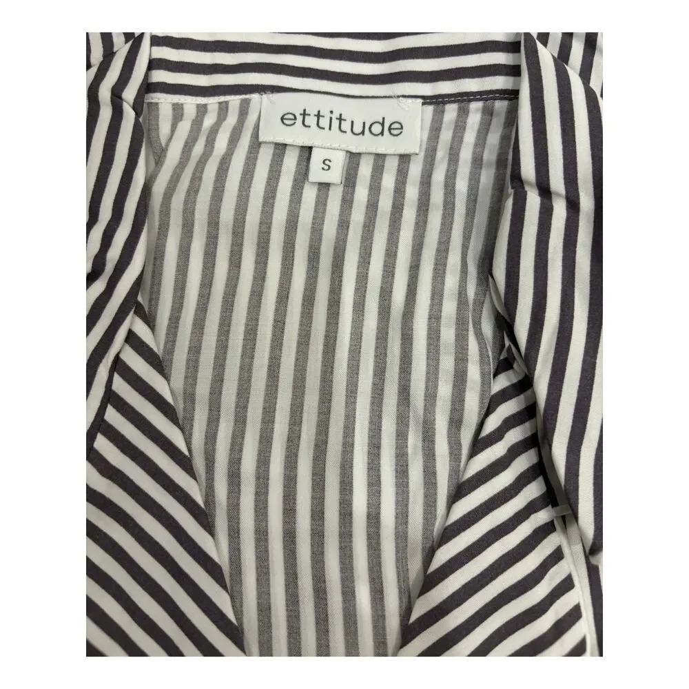 NWT Ettitude Sateen Short Sleeve PJ Shirt - Slate Stripes - Picture 5 of 6